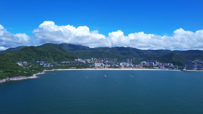 夏日晴天航拍深圳大梅沙山海风光1/4