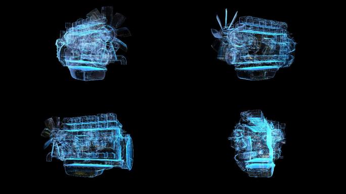科技HUD全息发动机透明通道素材