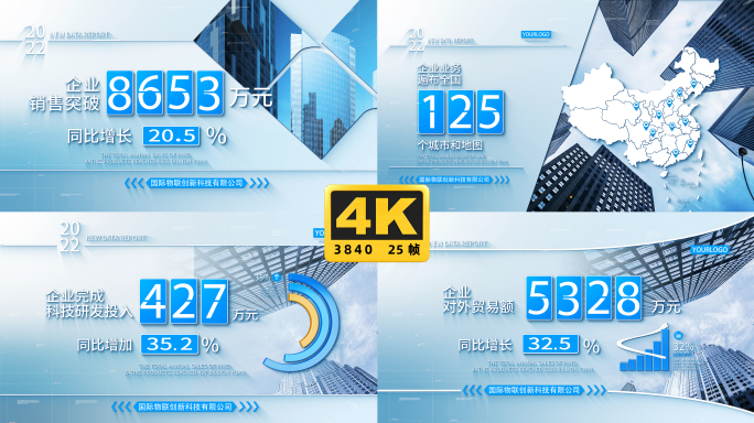 4K简洁商务企业图文数据展示