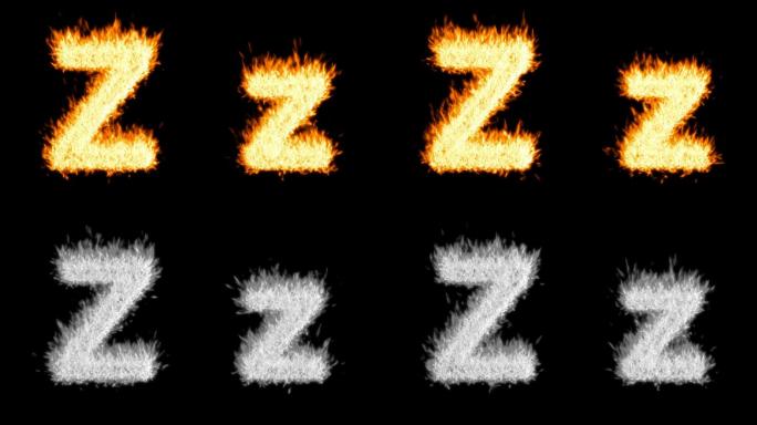 循环燃烧Z字，大写和小写。包括Alpha通道