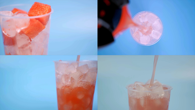冰镇水果饮料冷饮广告西瓜汁特写实拍