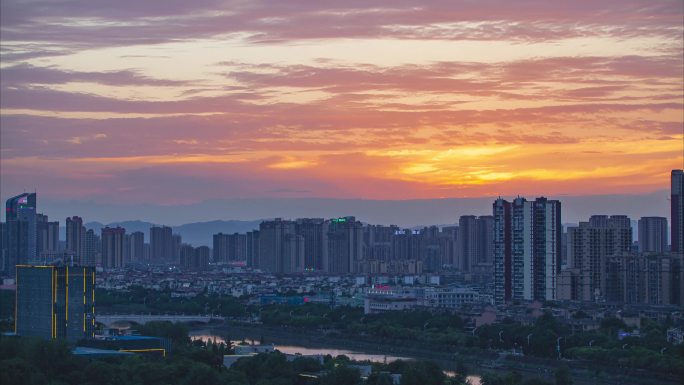 眉山市东坡城区城市夕阳延时视频