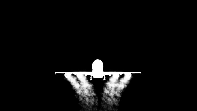 飞机和发动机冒黑烟和白烟