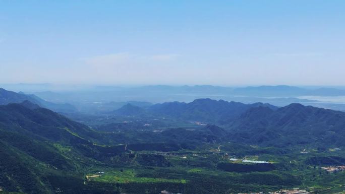 天津蓟县盘山大自然瀑布蓝天野外航拍