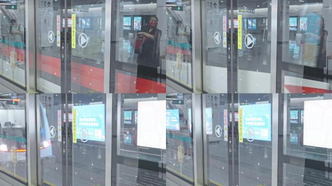 4K正版-地铁站站台列车离站