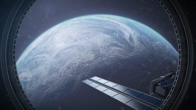 未来 科技 太空站 3D动画 卫星 地球