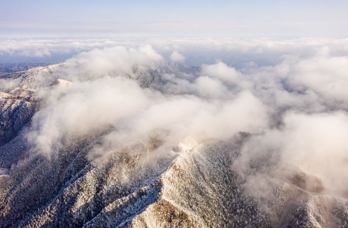 航拍大明山 冰雪云海 云瀑 延时摄影