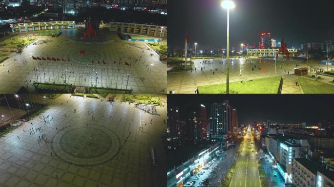 4K航拍广场夜景