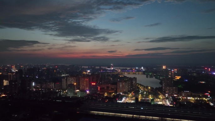 九江市城市航拍夜景素材