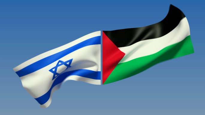 可循环的以色列和巴勒斯坦国旗。包括Alpha通道