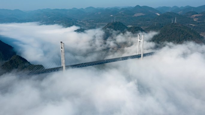 湖北恩施宣恩贡水河大桥航拍4K