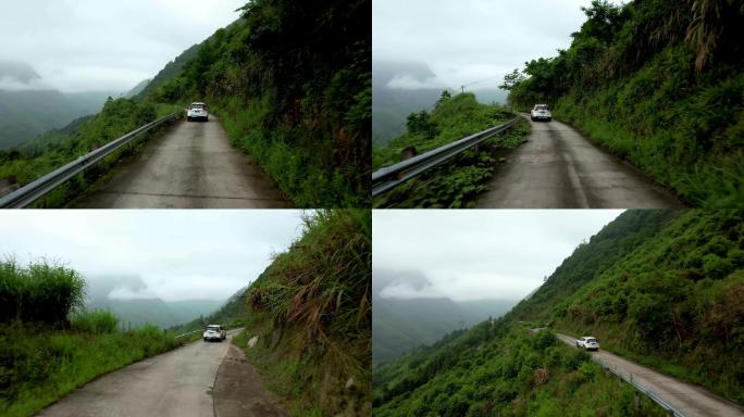 盘山公路 汽车航拍 农村 自然风景 山路