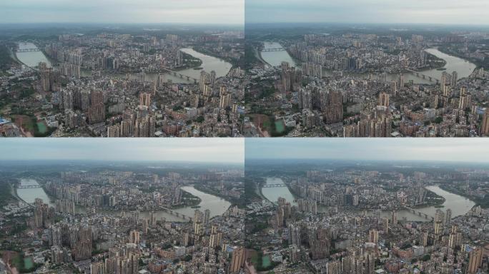 内江城市河流建筑航拍视频
