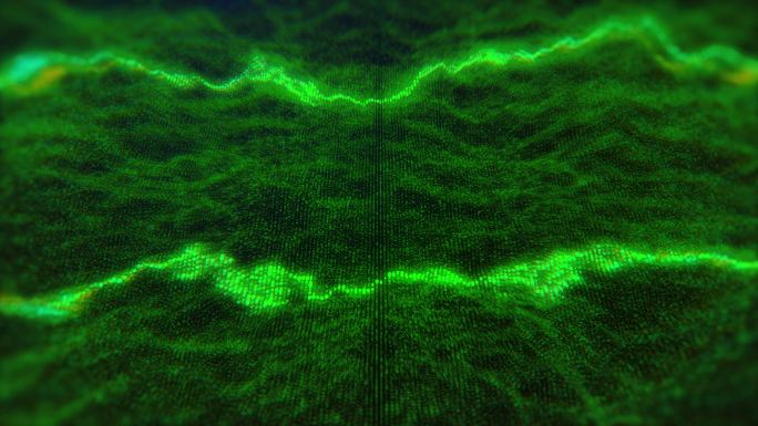 绿色粒子漂浮抖动高光扫描线