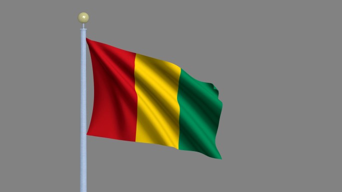 几内亚国旗迎风飘扬-高度精细的国旗