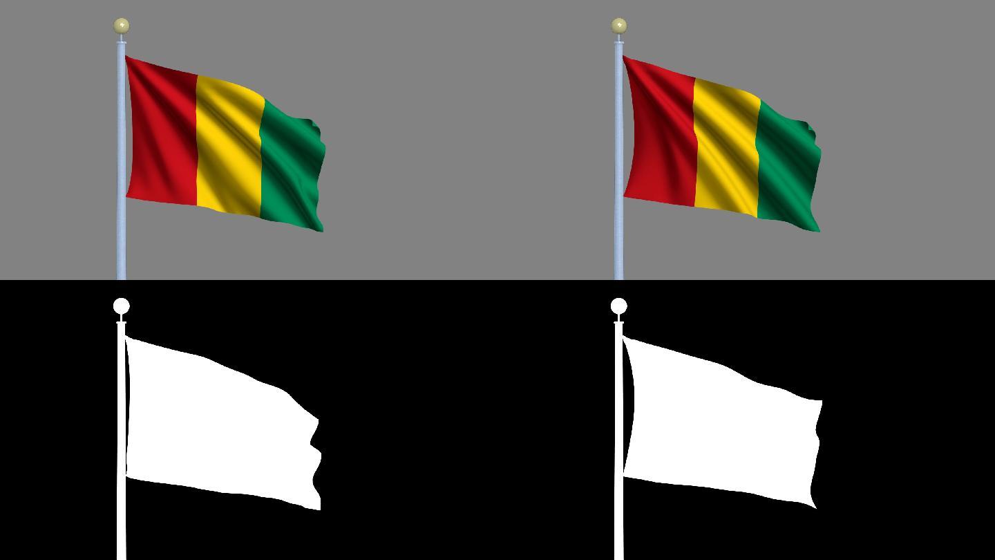 几内亚国旗迎风飘扬-高度精细的国旗
