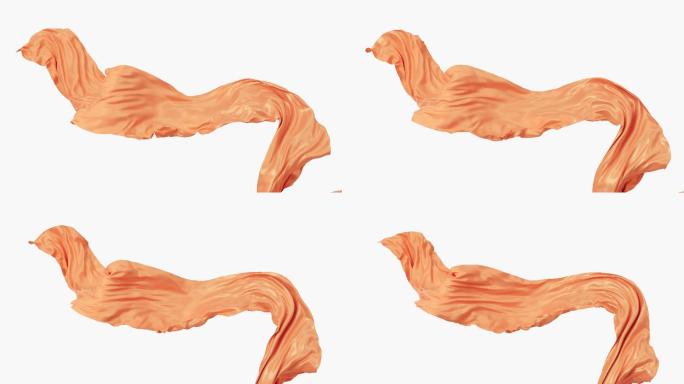 随风流动的橙色布料3D渲染
