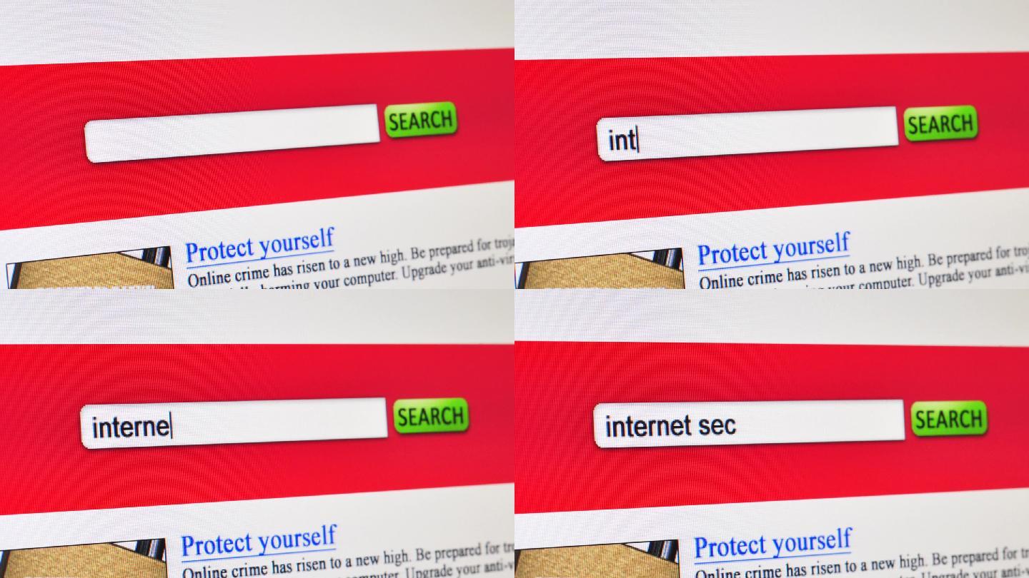 虚拟搜索引擎，显示对互联网安全的搜索