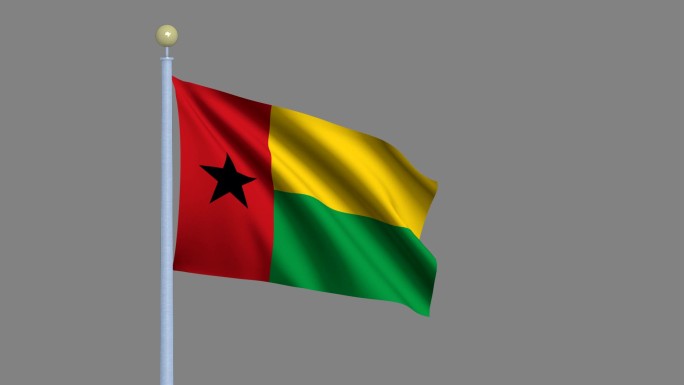 迎风飘扬的几内亚比绍国旗