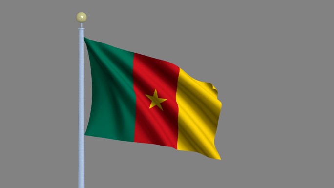 喀麦隆国旗迎风飘扬