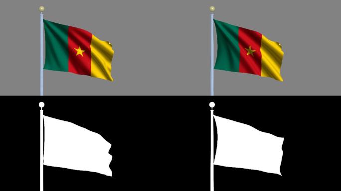 喀麦隆国旗迎风飘扬