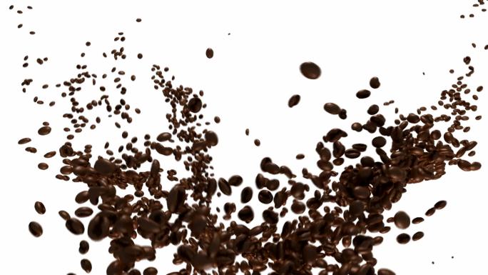 咖啡豆在白色表面缓慢流动