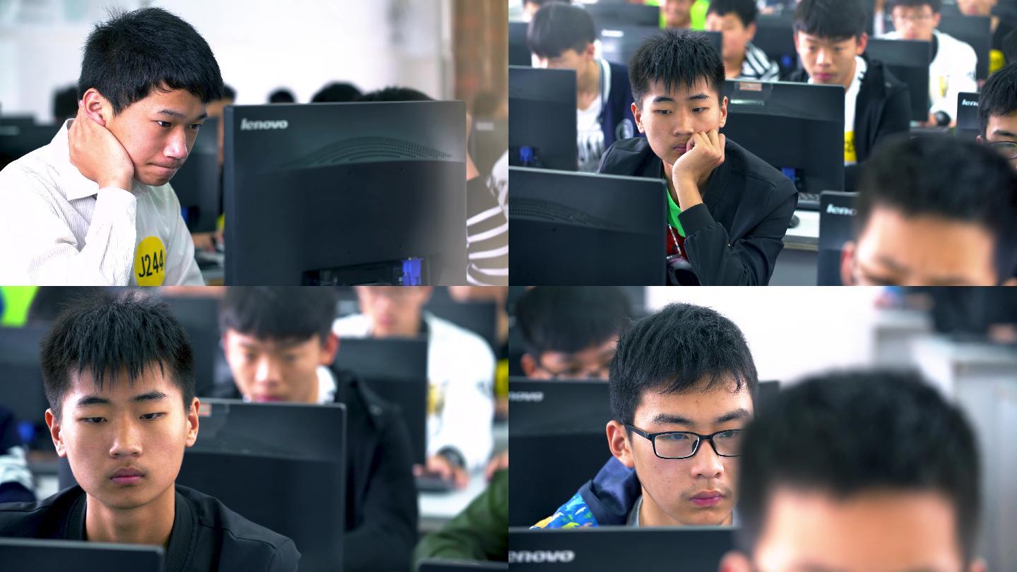 学生操作电脑 学生学习 学生上课 计算机