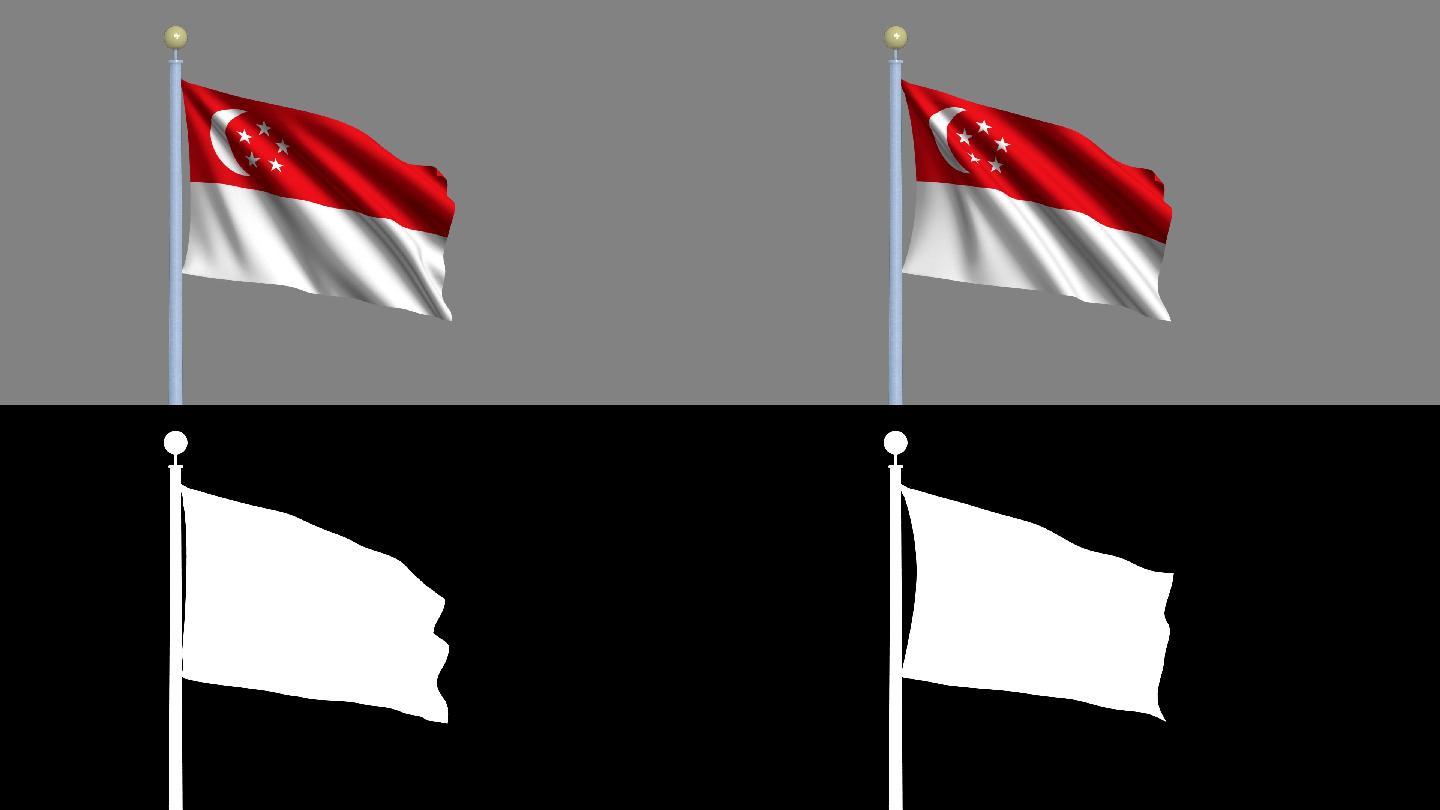 在风中飘扬的新加坡国旗