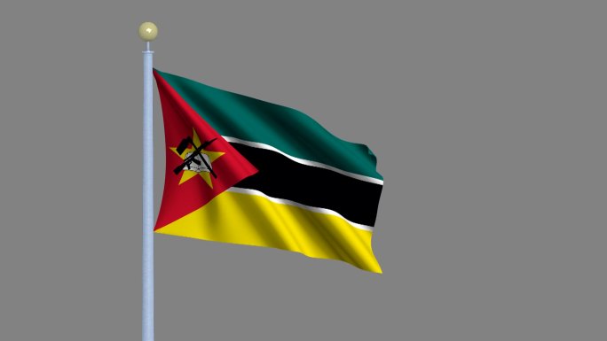 随风飘扬的莫桑比克国旗-高度详细的国旗