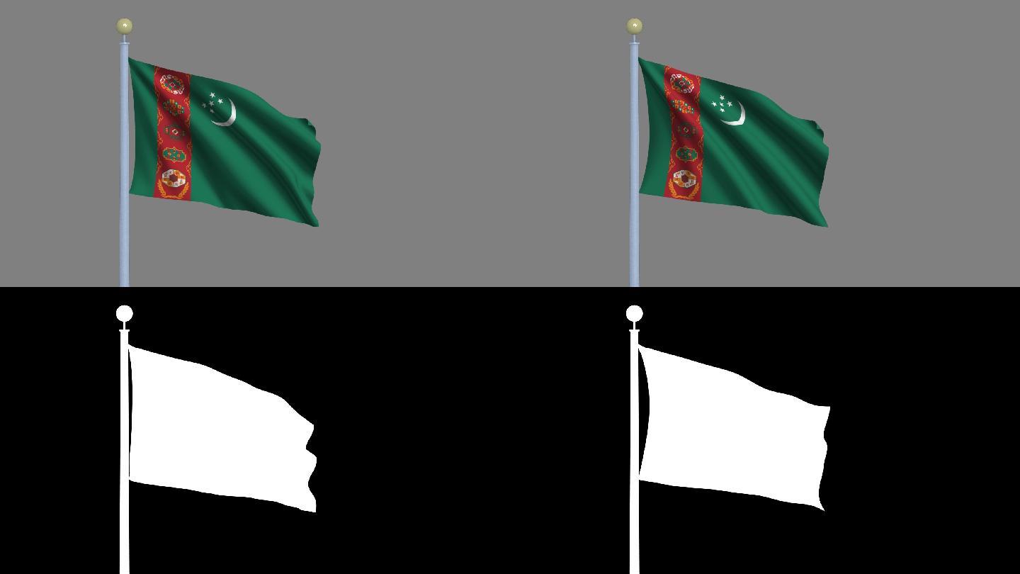 土库曼斯坦国旗随风飘扬