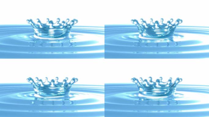 波纹状蓝色液体或水面上的环形旋转飞溅冠