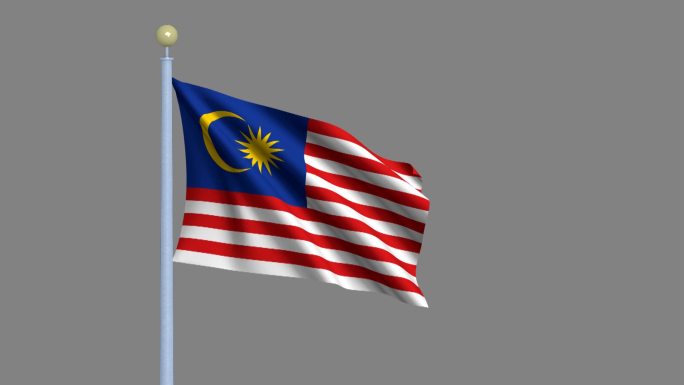 迎风飘扬的马来西亚国旗-高度详细的国旗