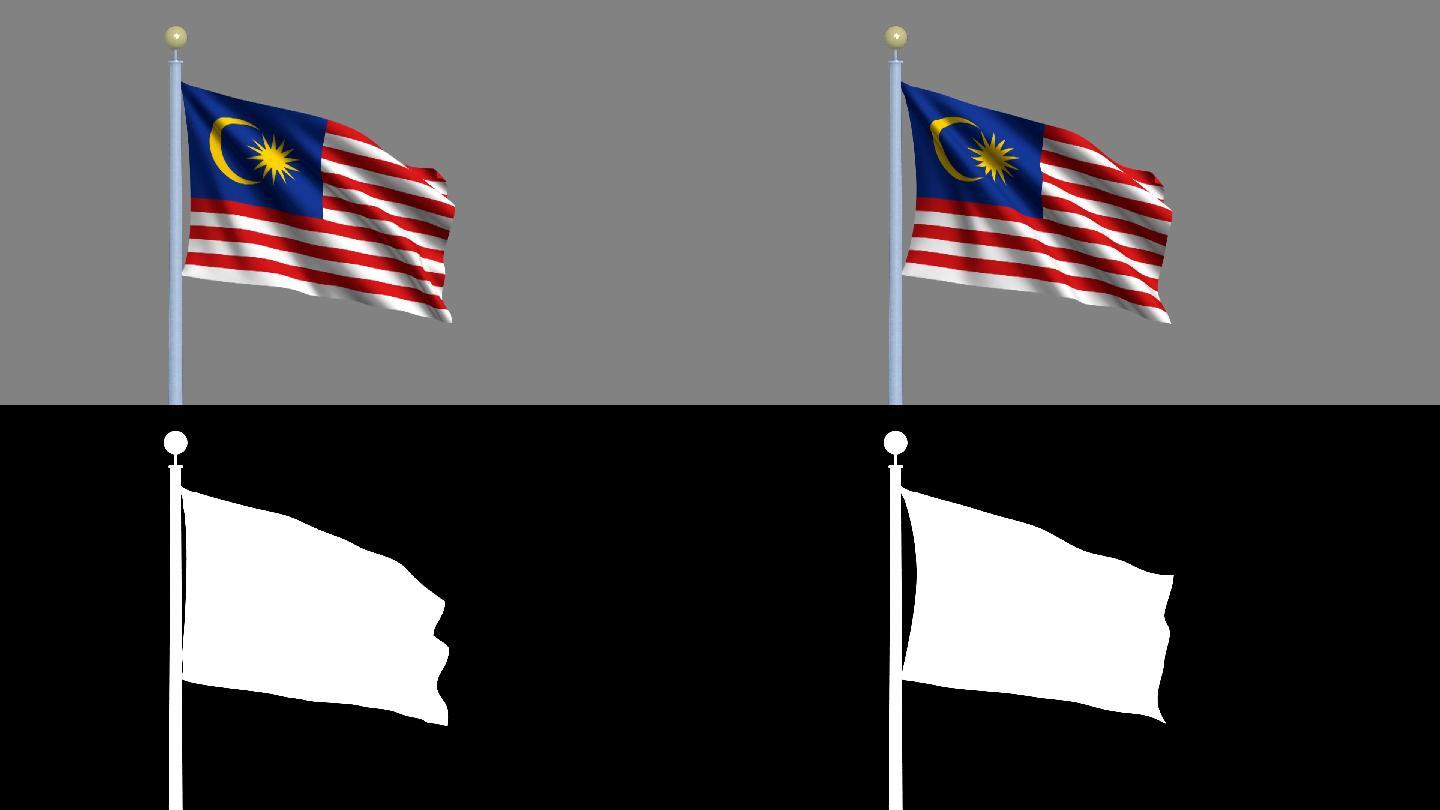 迎风飘扬的马来西亚国旗-高度详细的国旗