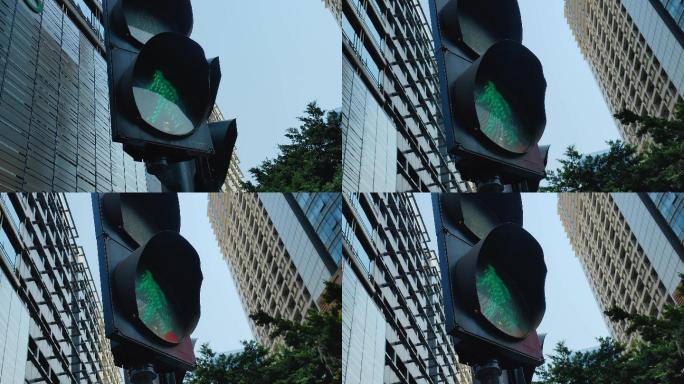 0037_V实拍城市建筑红绿灯交通信号