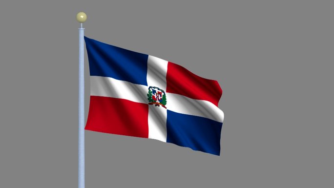 风中飘扬的多米尼加共和国国旗