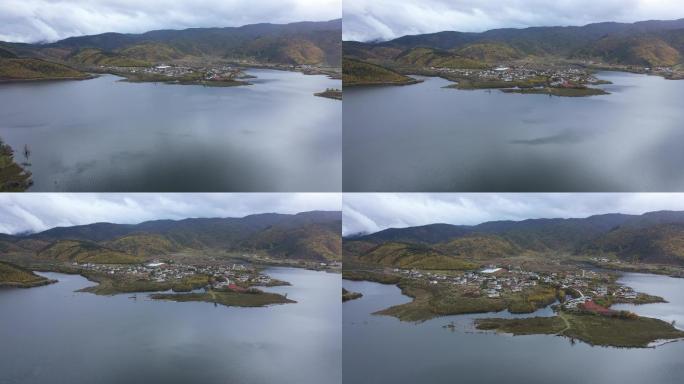 香格里拉，高速路河流高原农场，藏区，水库