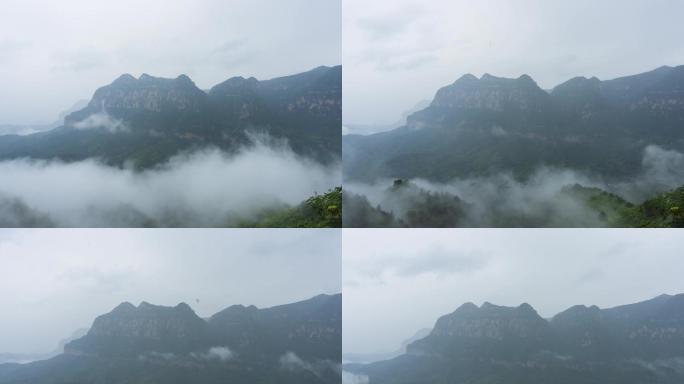 山区雨中升起的云雾