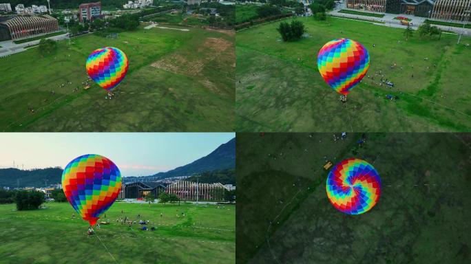 4K航拍热气球升空飞行多角度合集