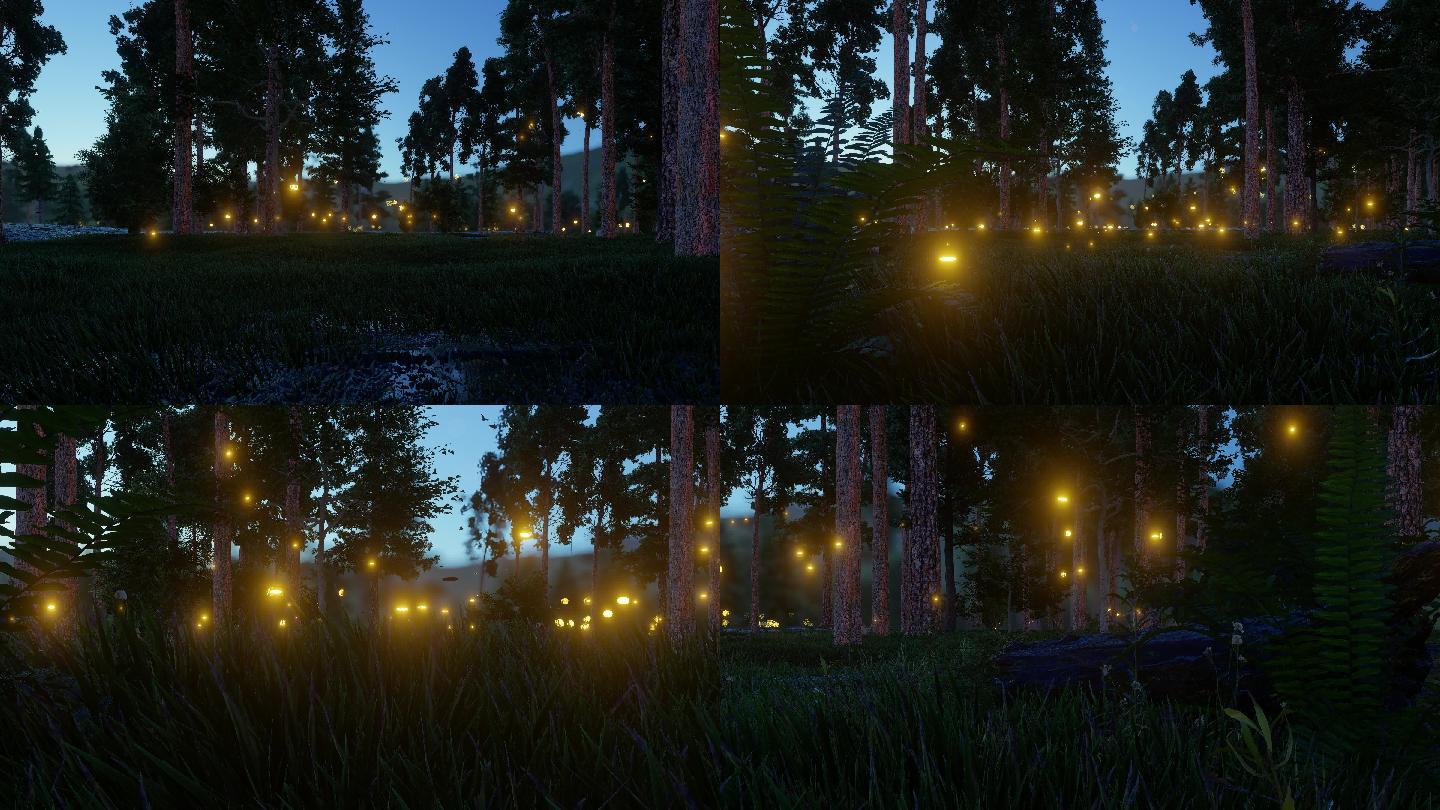 森林夜晚萤火虫