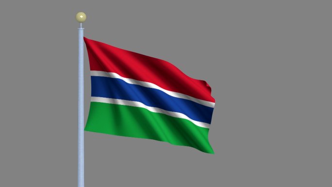 迎风飘扬的冈比亚国旗-高度详细的国旗