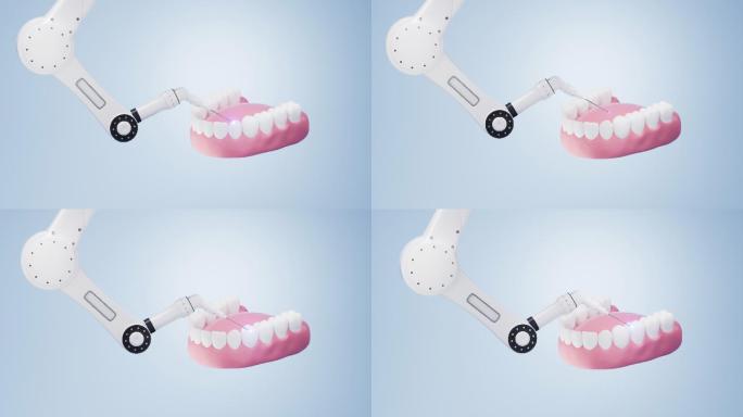 机械臂与牙齿健康概念3D渲染