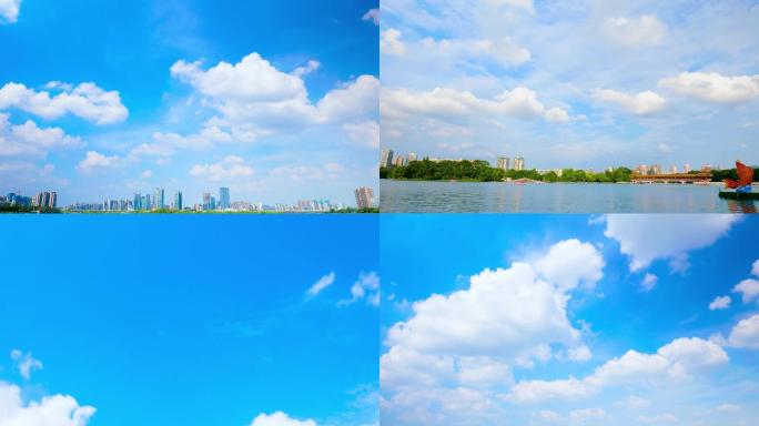 延时城市公园的云