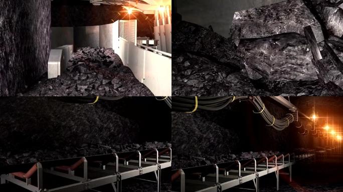 采煤机采煤运输三维动画素材