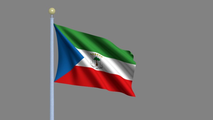 赤道几内亚国旗在风中飘扬