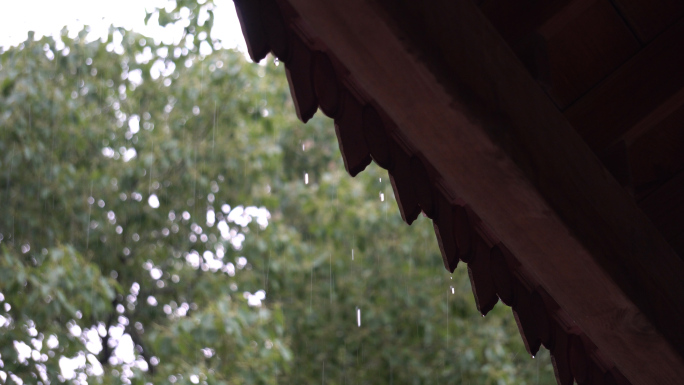 夏季雨天 雨天行人倒影4K