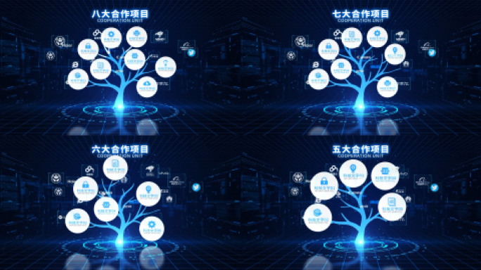 树状合作单位项目协作分类AE模板