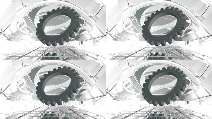 抽象空间中的齿轮-三维动画