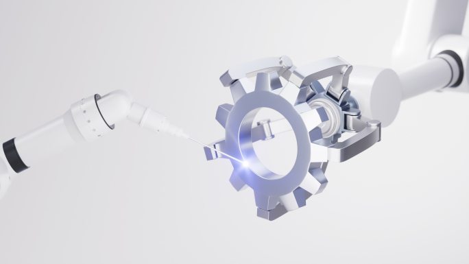 机械臂与智能制造与齿轮概念3D渲染