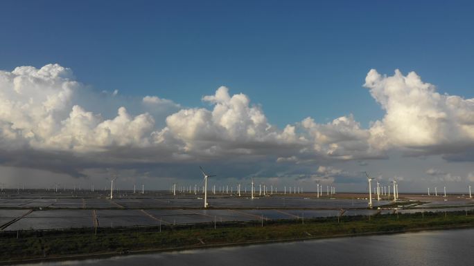 海边滩涂风车