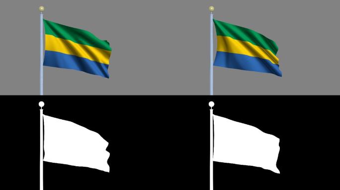 加蓬国旗随风飘扬